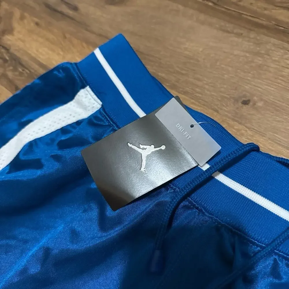 2005 Air Jordan Shiny Silky Dazzle Basketball Dri-Fit Blue White Shorts
